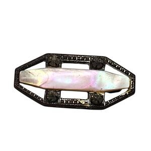 Art Deco Mother of Pearl Rhinestone Brooch 1920s 1930s